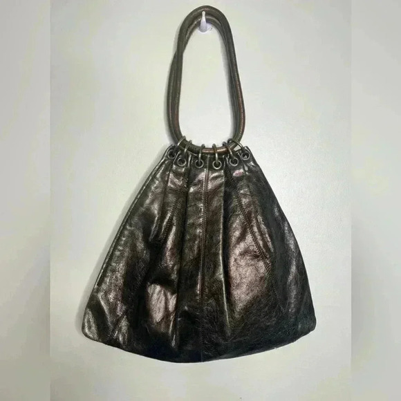 Trina Turk Gold Metallic Leather Handbag - Picture 1 of 8